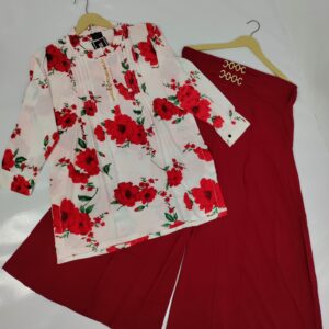 Western satka dress (Red)