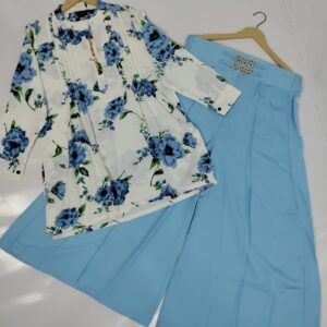 Western satka dress ( sky blue)