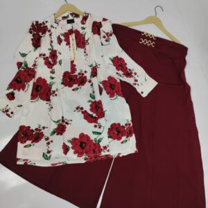 Western satka dress (maroon)