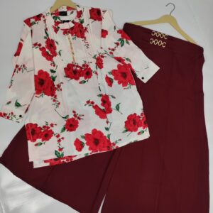 Western satka dress (red maroon)