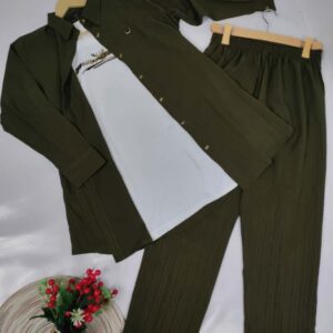 Front Open Shirt Pocket Coord Set😍