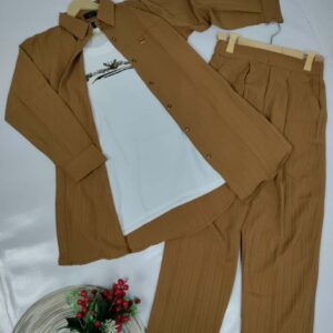 Front Open Shirt Pocket Coord Set😍