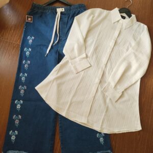 Embroidered Pant with Front Open Style Shirt
